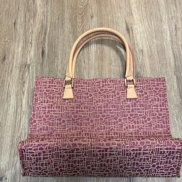 Diane Von Furstenberg Lge 17 1/4 By 13 Canvas Pink Tan Beige Carry On - Picture 5 of 9